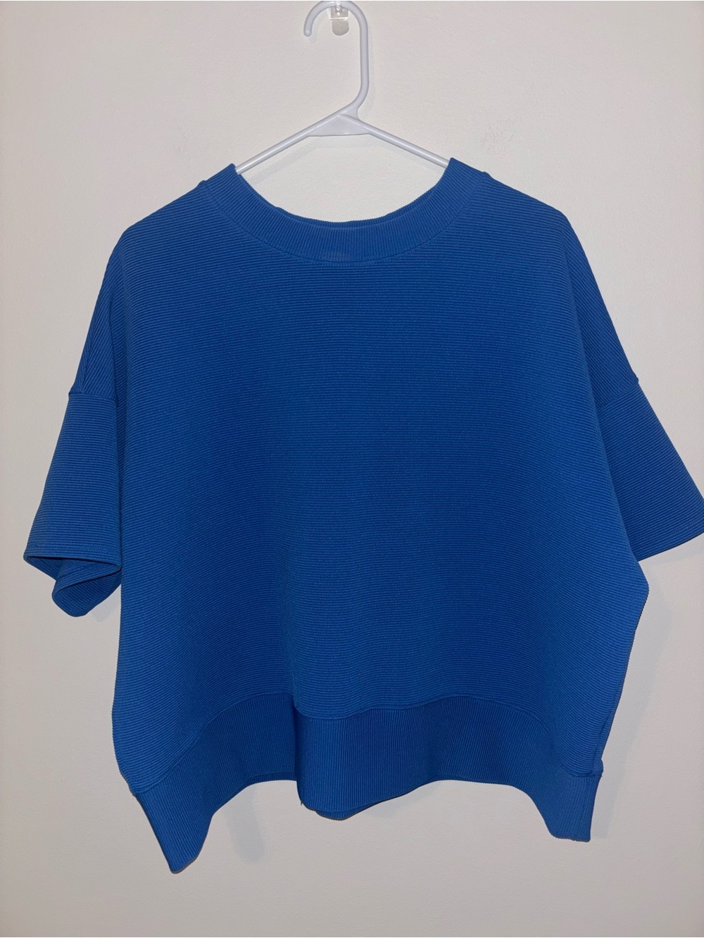 Zenana Outfitters Relaxed Short-Sleeve Knit Top and shorts in Blue